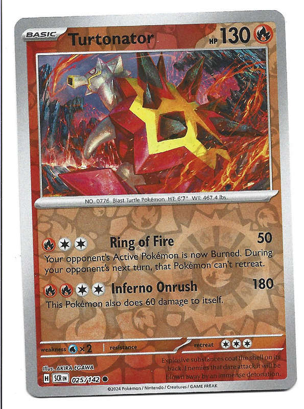 TURTONATOR -  REVERSE HOLO  25/142 POKEMON TCG STELLAR CROWN TRADING CARD