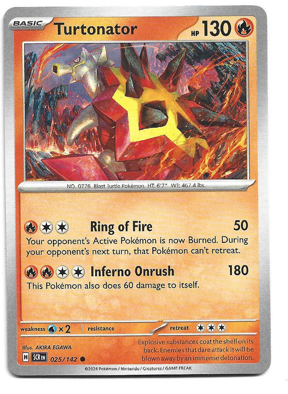TURTONATOR -  COMMON  25/142 POKEMON TCG STELLAR CROWN TRADING CARD
