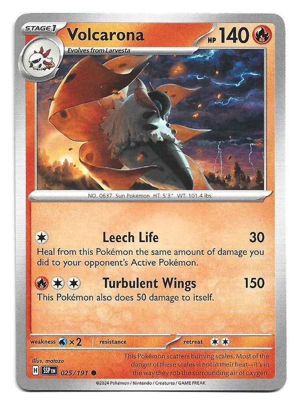 VOLCARONA -  COMMON  25/191 POKEMON TCG SURGING SPARKS TRADING CARD