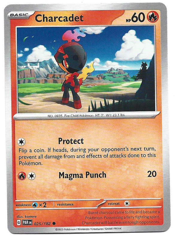 CHARCADET  -   COMMON POKEMON PARADOX RIFT  25/182 TRADING CARD