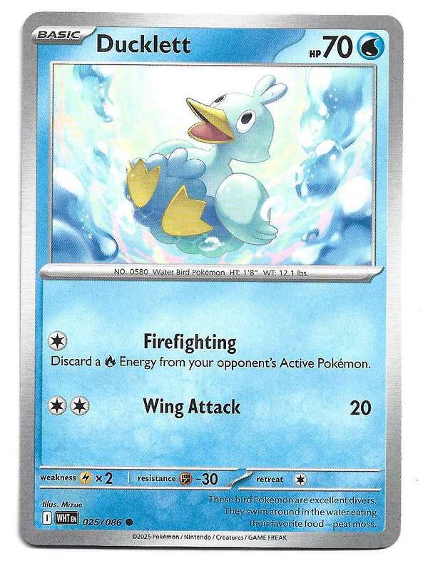 DUCKLETT - COMMON  25/86 POKEMON TCG WHITE FLARE TRADING CARD