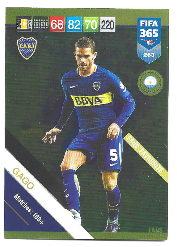 FERNANDO GAGO - PANINI FIFA 365 2019 COLLECTION - FOIL `FANS FAVOURITE` TRADING CARD 263