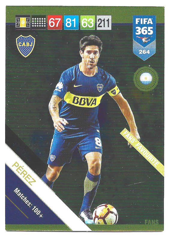 PABLO PEREZ - PANINI FIFA 365 2019 COLLECTION - FOIL `FANS FAVOURITE` TRADING CARD 264