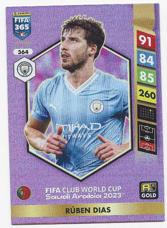 RUBEN DIAS  - PANINI FIFA 365 COLLECTION 2025 - FOIL "FIFA CLUB WORLD CUP" TRADING CARD 364