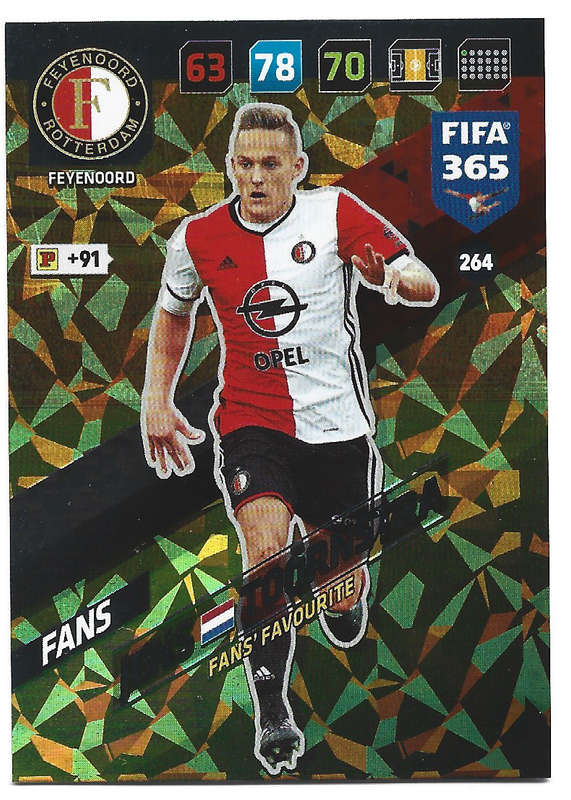 JENS TOORNSTRA - PANINI `FIFA 365 2018` COLLECTION - FOIL `FANS FAVOURITE` TRADING CARD 264