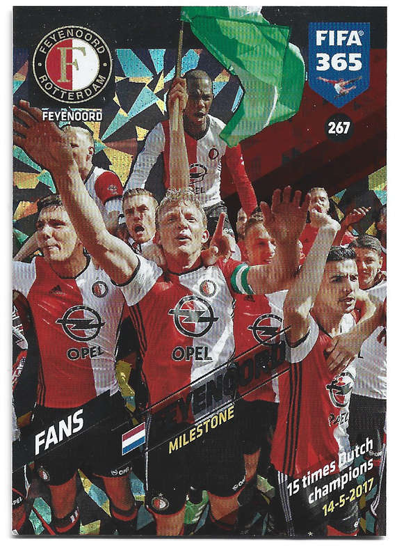 FEYENOORD - PANINI `FIFA 365 2018` COLLECTION - FOIL `FANS FAVOURITE` TRADING CARD 267