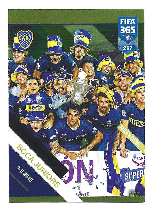 BOCA JUNIORS - PANINI FIFA 365 2019 COLLECTION - FOIL `FANS FAVOURITE` TRADING CARD 267