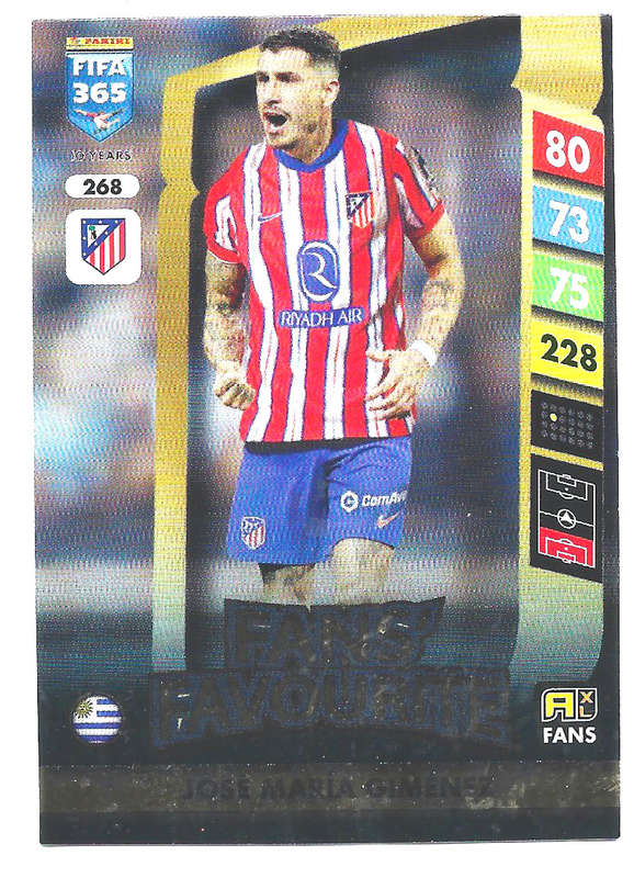 JOSE MARIA GIMENEZ - PANINI FIFA 365 COLLECTION 2025 - FOIL "FANS FAVOURITE" TRADING CARD 268