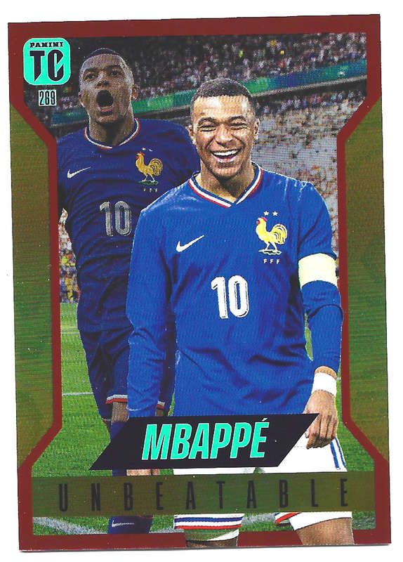 KYLIAN MBAPPE - PANINI `TOP CLASS` 2025 COLLECTION - RARE RED FOIL UNBEATABLE TRADING CARD 269