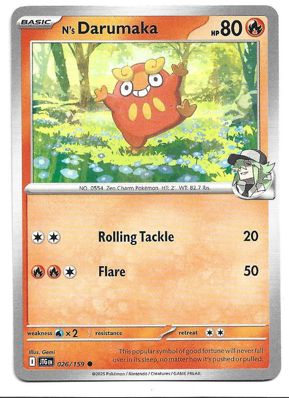 N's DARUMAKA - COMMON  26/159 POKEMON TCG JOURNEY TOGETHER TRADING CARD