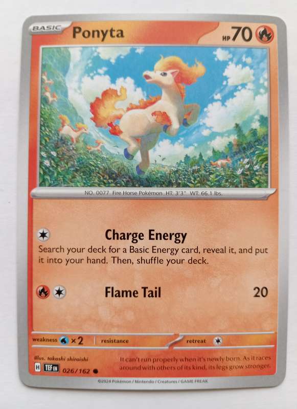 PONYTA - POKEMON NINTENDO TEMPORAL FORCES 2024 - COMMON TRADING CARD 26/162