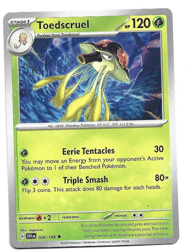 TOEDSCRUEL - POKEMON SCARLET & VIOLET  26/198 UNCOMMON TRADING CARD