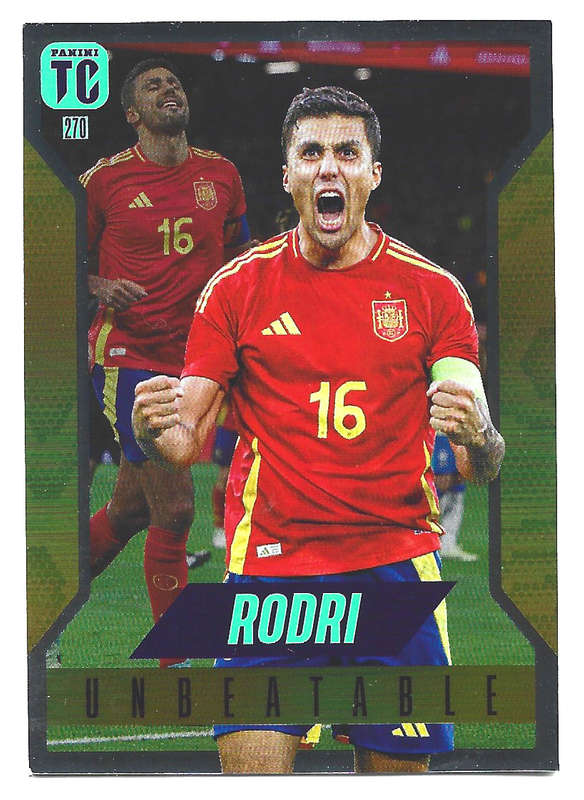 RODRI - PANINI `TOP CLASS` 2025 COLLECTION - RARE SILVER FOIL UNBEATABLE TRADING CARD 270