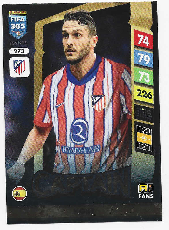 KOKE - PANINI FIFA 365 COLLECTION 2025 - FOIL "CAPTAIN" TRADING CARD 273