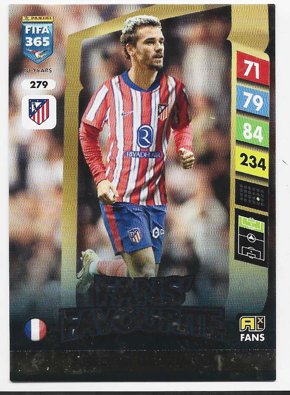 ANTOINE GRIEZMANN - PANINI FIFA 365 COLLECTION 2025 - FOIL "FANS FAVOURITE" TRADING CARD 279