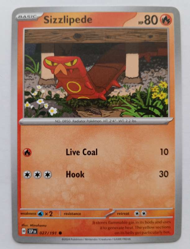 SIZZLIPEDE  - POKEMON NINTENDO SURGING SPARKS -COMMON TRADING CARD 27/191