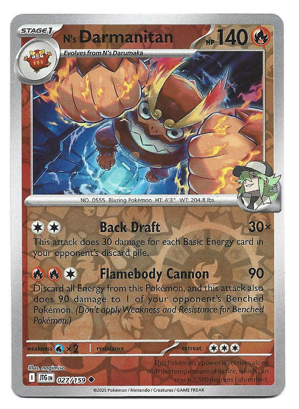 N's DARMANITAN - REVERSE HOLO  27/159 POKEMON TCG JOURNEY TOGETHER TRADING CARD