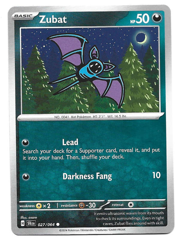 ZUBAT - NON HOLO  27/64 POKEMON TCG SHROUDED FABLE TRADING CARD