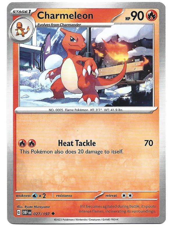 CHARMELEON -   POKEMON TCG OBSIDIAN FLAMES COMMON  27/197 TRADING CARD