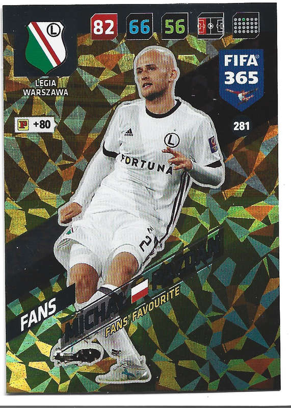 MICHAL PAZDAN - PANINI `FIFA 365 2018` COLLECTION - FOIL `FANS FAVOURITE` TRADING CARD 281