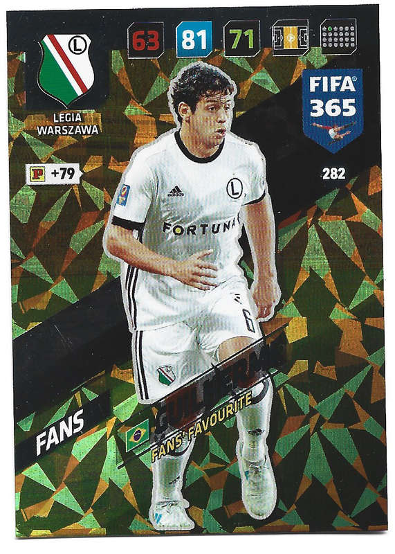 GUILHERME - PANINI `FIFA 365 2018` COLLECTION - FOIL `FANS FAVOURITE` TRADING CARD 282