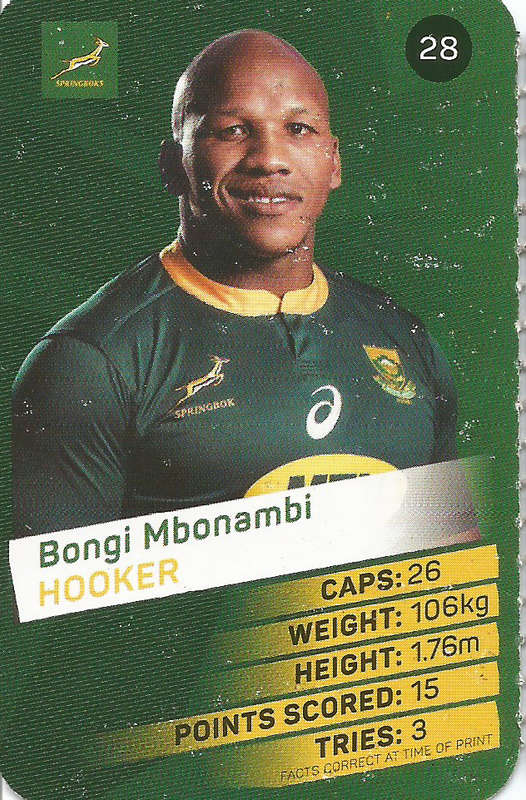 BONGI MBONAMBI -  2019 Pick n Pay Rugby World Cup  COLLECTION CARD 28