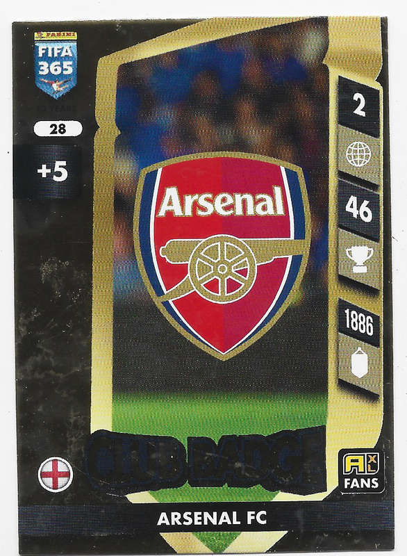 ARSENAL FC - PANINI FIFA 365 COLLECTION 2025 - FOIL "CLUB BADGE" TRADING CARD 28
