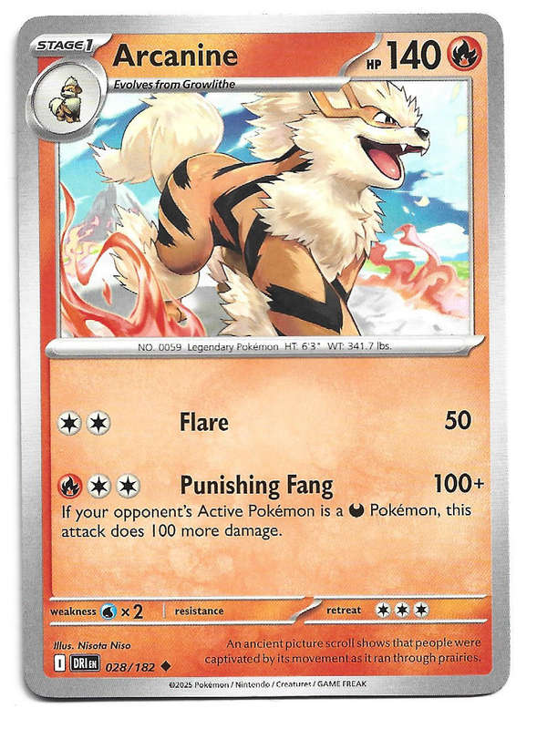 ARCANINE - UNCOMMON  28/182  POKEMON TCG DESTINED RIVALS TRADING CARD