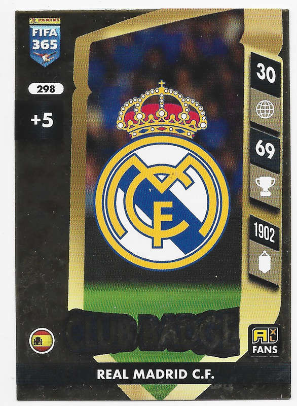 REAL MADRID CF - PANINI FIFA 365 COLLECTION 2025 - FOIL "CLUB BADGE" TRADING CARD 298