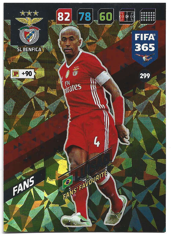 LUISAO - PANINI `FIFA 365 2018` COLLECTION - FOIL `FANS FAVOURITE` TRADING CARD 299