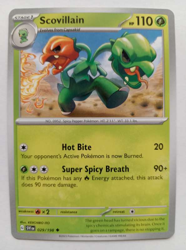 SCOVILLAIN - POKEMON SCARLET & VIOLET 2023  - COMMON TRADING CARD 29/198 - MINT