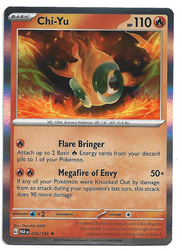 CHI YU -   HOLO RARE POKEMON PARADOX RIFT  29/182 TRADING CARD