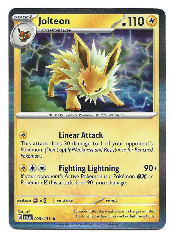 JOLTEON - HOLO RARE  29/131  POKEMON PRISMATIC EVOLUTIONS TRADING CARD