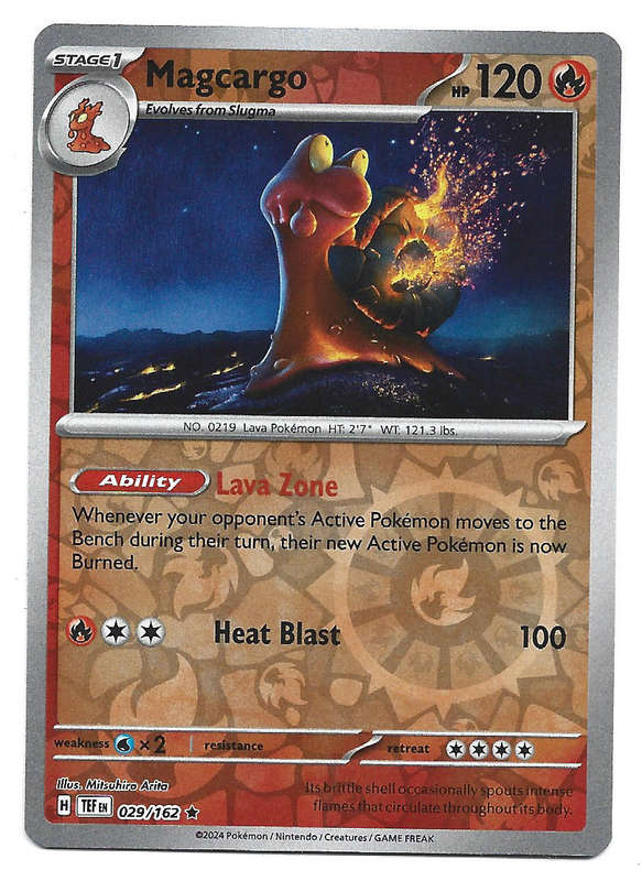 MAGCARGO - REVERSE HOLO 29/162  POKEMON TCG TEMPORAL FORCES  TRADING CARD