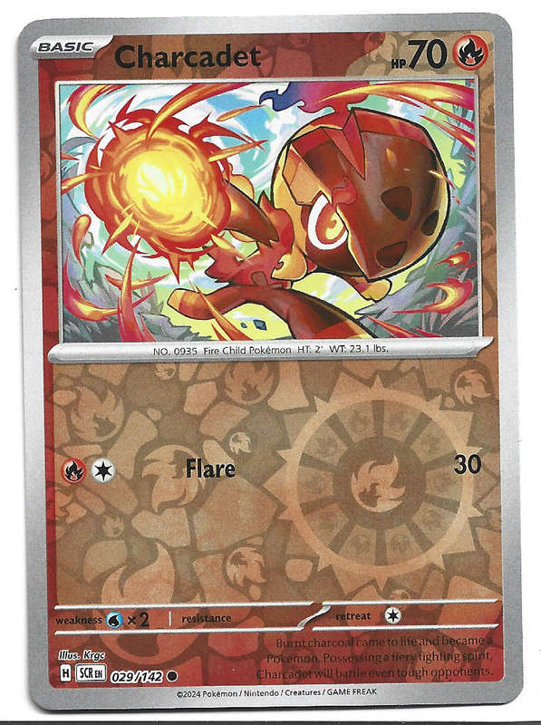 CHARCADET -  REVERSE HOLO  29/142 POKEMON TCG STELLAR CROWN TRADING CARD