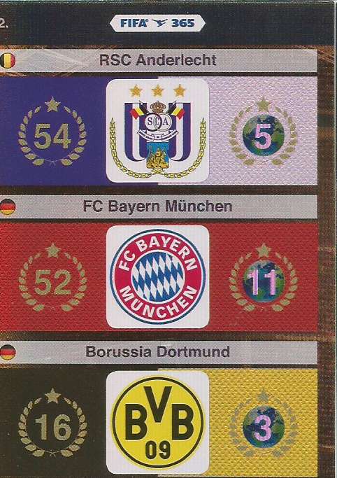 FIFA 365 - PANINI "FIFA 365" 2016 COLLECTION - FOIL "TEAM LOGOS" TRADING CARD 2