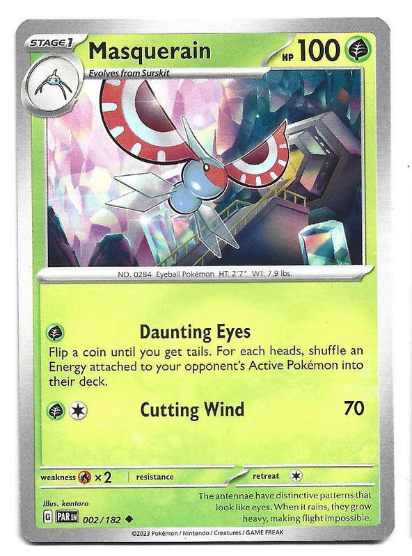 MASQUERAIN - COMMON 2/182 POKEMON TCG PARADOX RIFT TRADING CARD