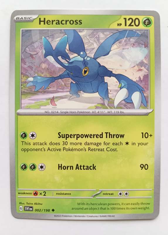 HERACROSS - POKEMON SCARLET & VIOLET 2023  - COMMON TRADING CARD 2/198 - MINT