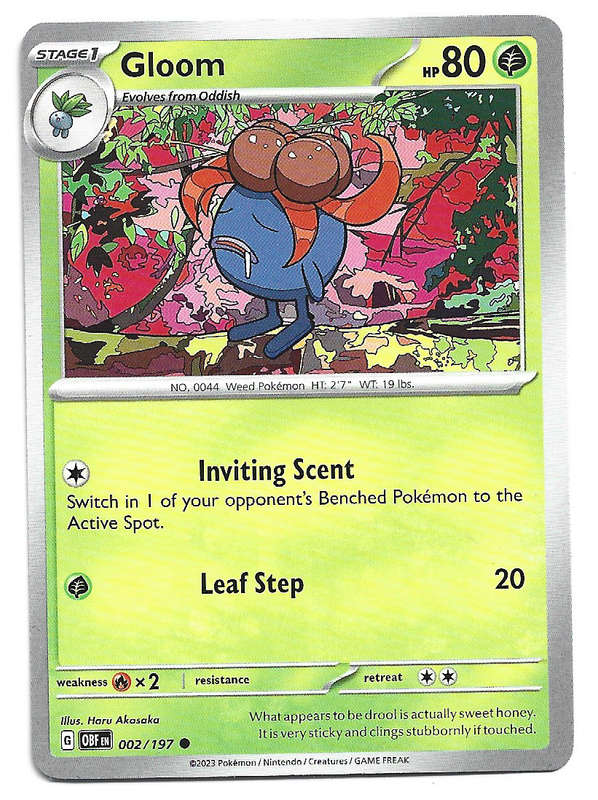 GLOOM - POKEMON TCG OBSIDIAN FLAMES COMMON  2/197 TRADING CARD