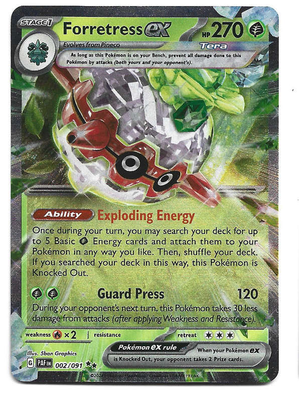 FORRETRESS EX -  HOLO D/RARE  2/91 POKEMON TCG PALDEAN FATES  TRADING CARD