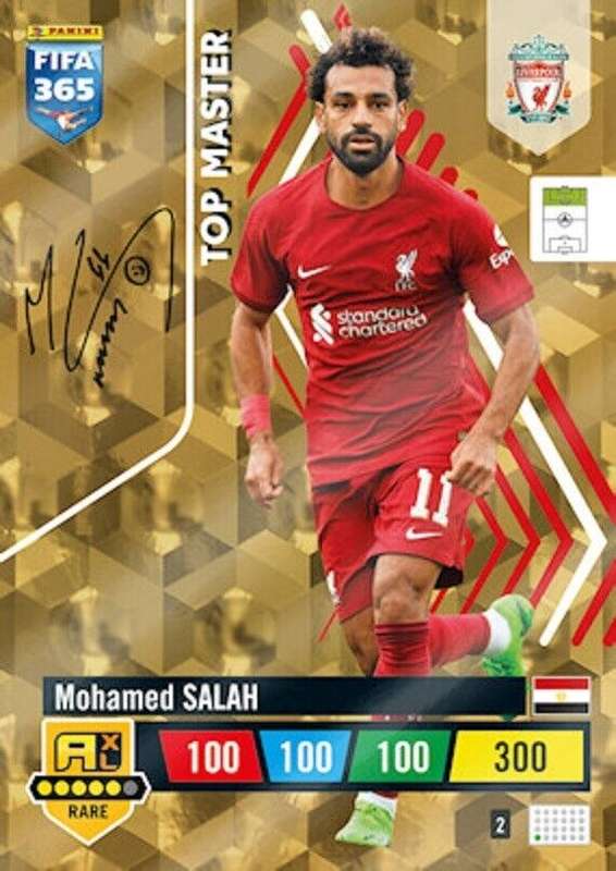 MOHAMED SALAH - PANINI `FIFA 365 COLLECTION` 2023 - GOLD `TOP MASTER` FOIL TRADING CARD 2