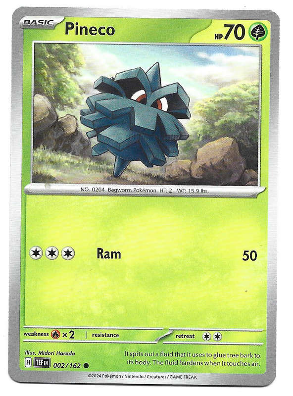 PINECO - COMMON  2/162 POKEMON TCG TEMPORAL FORCES TRADING CARD
