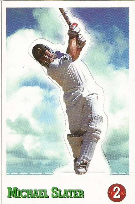 MICHAEL SLATER - SELECT CRICKET 1997/98 STICKER COLLECTION - RARE "POP-UP" TRADING CARD 2