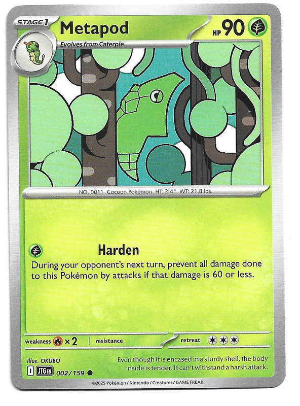 METAPOD - COMMON  2/159 POKEMON TCG JOURNEY TOGETHER TRADING CARD