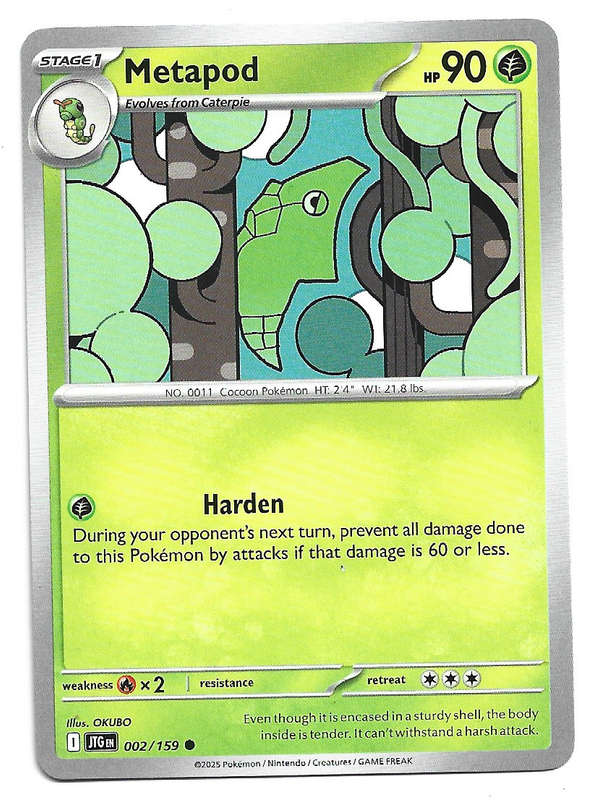METAPOD - COMMON  2/159 POKEMON TCG JOURNEY TOGETHER TRADING CARD