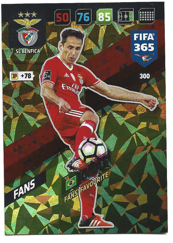 JONAS  - PANINI `FIFA 365 2018` COLLECTION - FOIL `FANS FAVOURITE` TRADING CARD 300