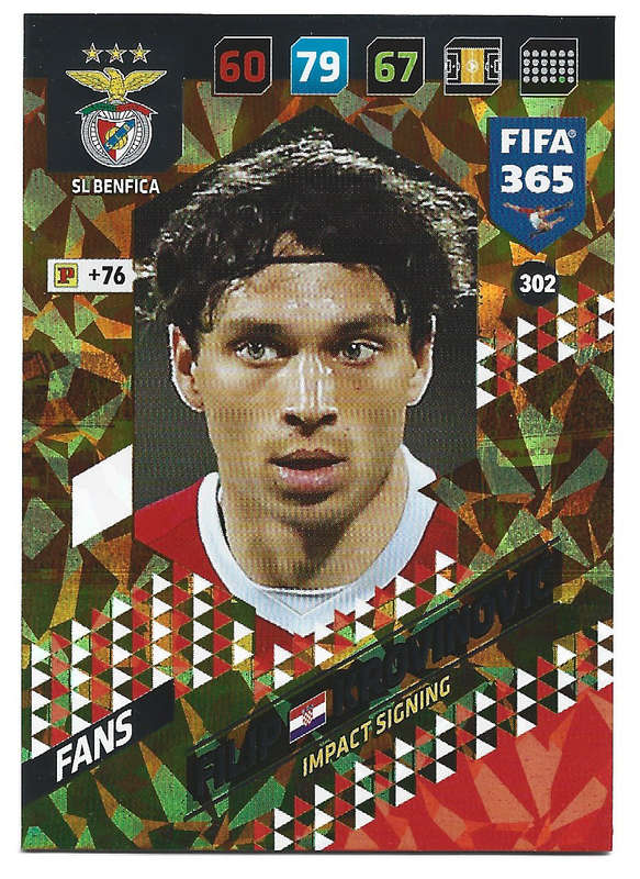 FILIP KROVINOVIC - PANINI FIFA 365 COLLECTION 2018  - FOIL `IMPACT SIGNING` TRADING CARD 302