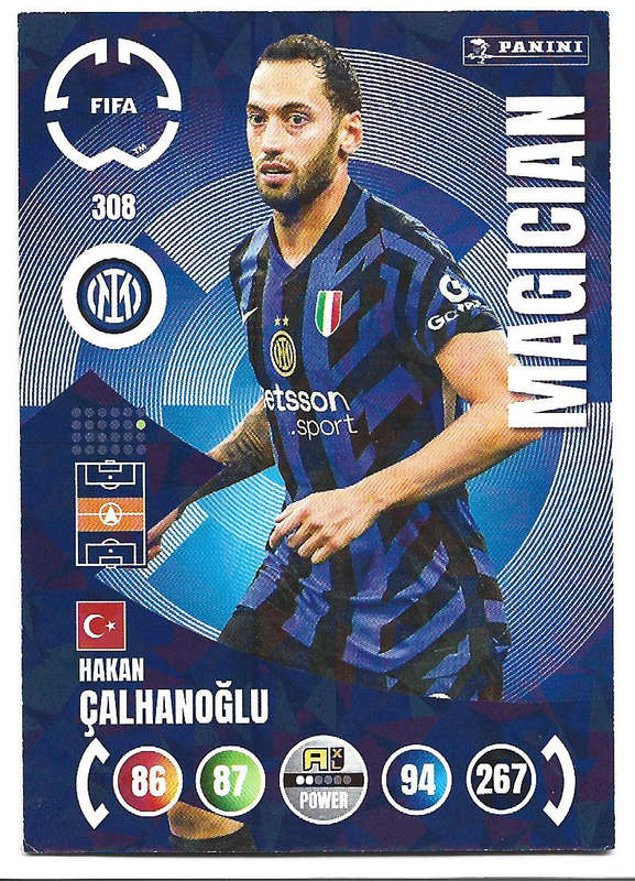 HAKAN CALHANOGLU - PANINI CLUB WORLD CUP 2025 - FOIL MAGICIAN TRADING CARD 308