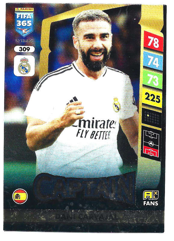 DANI CARVAJAL - PANINI FIFA 365 COLLECTION 2025 - FOIL "CAPTAIN" TRADING CARD 309