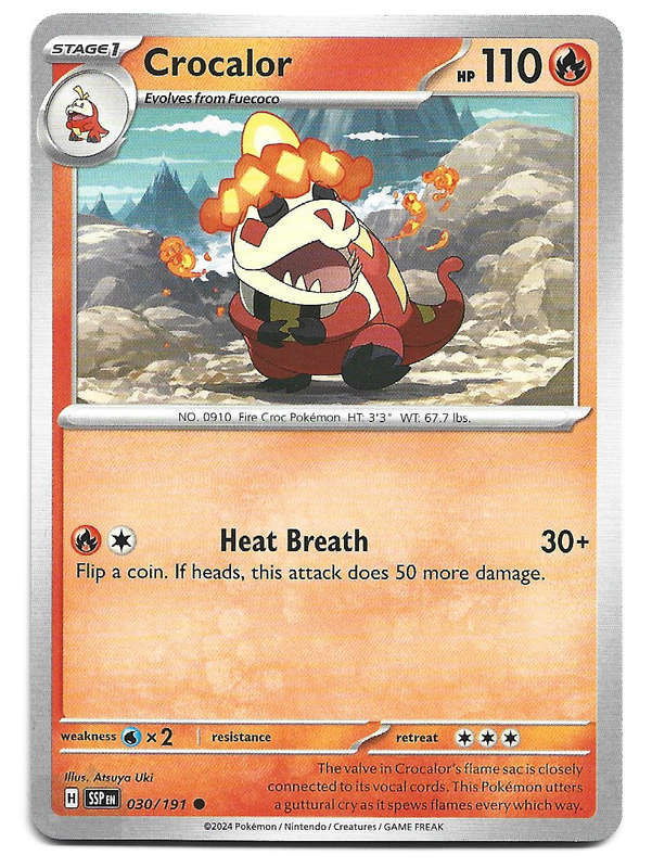 CROCALOR  - POKEMON TCG SURGING SPARKS  COMMON  30/191 TRADING CARD
